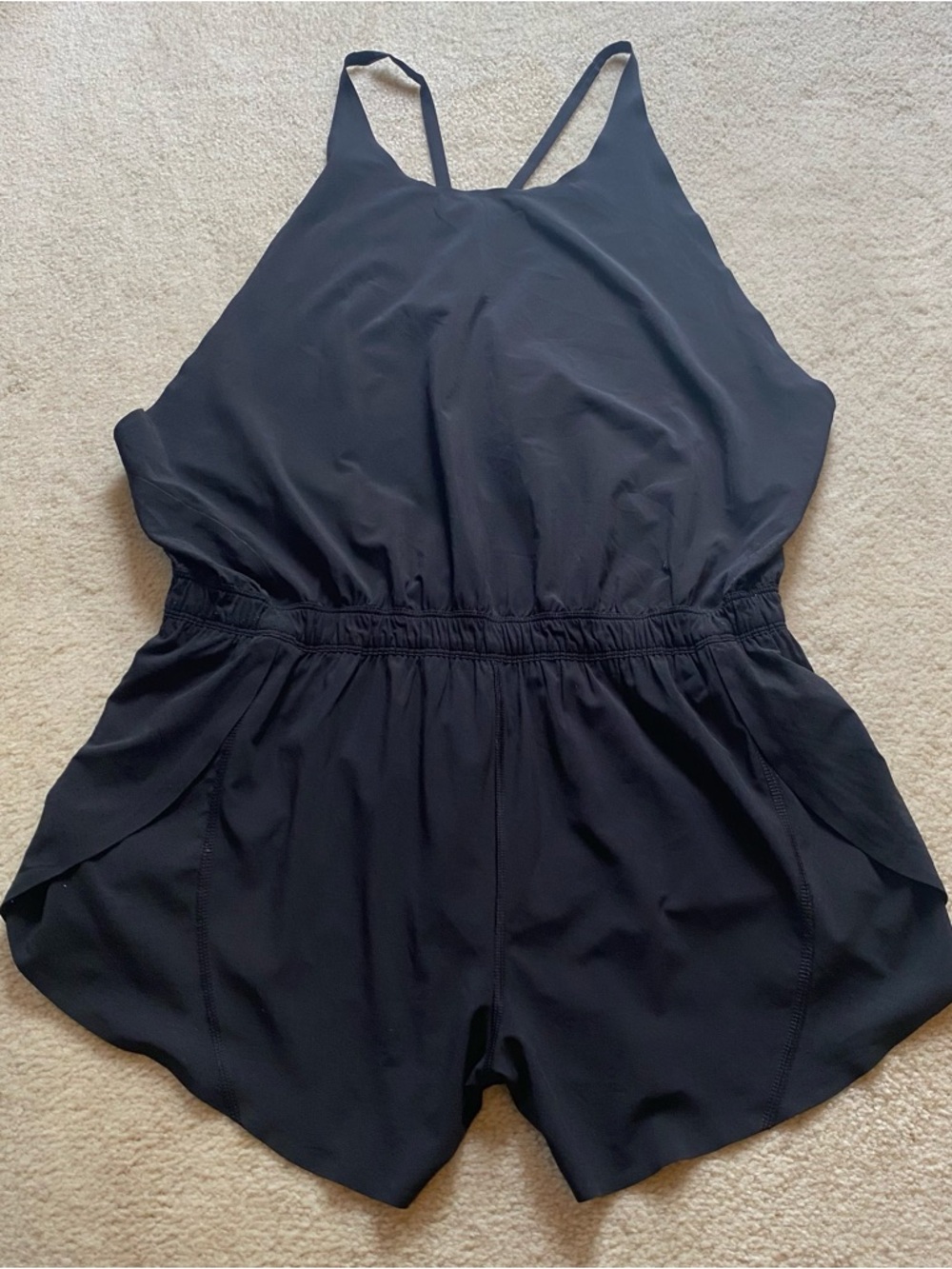 Athleta Run With It One‑Piece Romper Black Featherweight Stretch Athletic Large